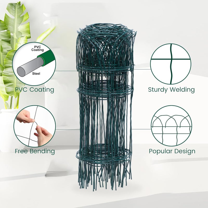 PROWORX 2 Rolls Green Garden Fence Border, 14 in x 40 ft Metal Folding Fence Wire Roll Garden Border Edging, Garden Fence Roll Flower Bed Fencing for Outdoor Yard - Image 5
